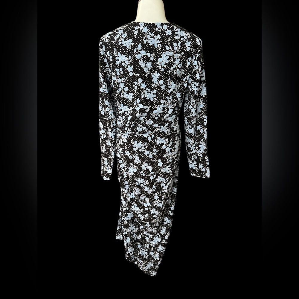 LN Veronica Beard Chana Floral asymmetrical dress size 4 Ruched Zipper Long Slv - Picture 4 of 13